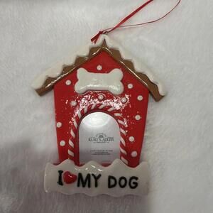 I LOVE MY DOG PHOTO FRAME ORNAMENT KURT ADLER NEW ORNAMENT WITH TAG